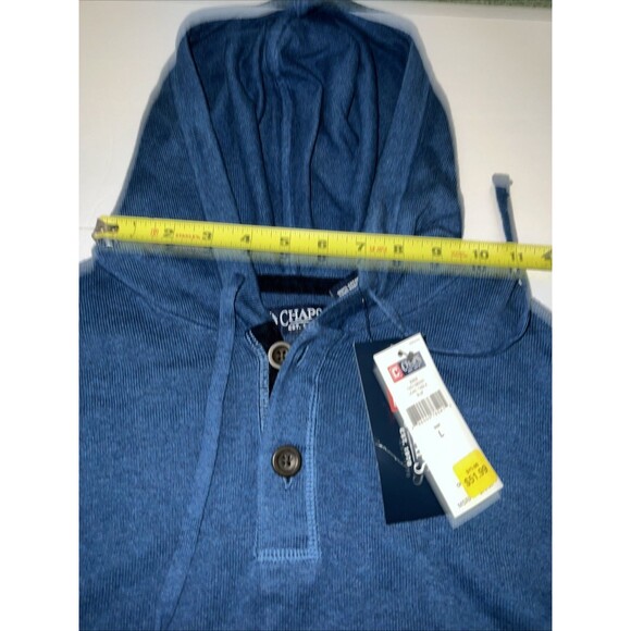 Chaps NWT Terry Hoodie Sweatshirt, Medium, Blue, Button Large - Picture 4 of 8